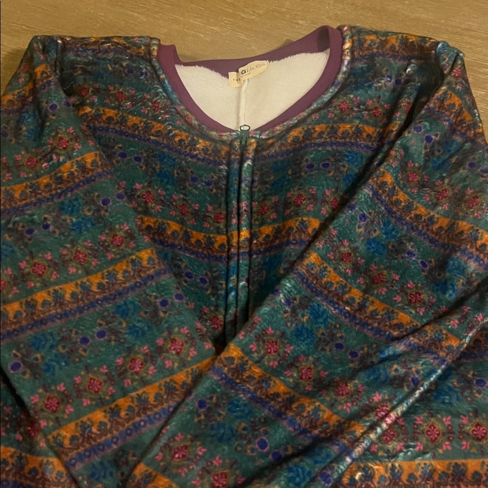 Natural Life One Piece Fleece Jumpsuit Womens Size XS/S Lounge Boho Pajamas